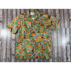 Corridor NYC linen blend graphic printed Dominica Summer Shirt iz S multicolor